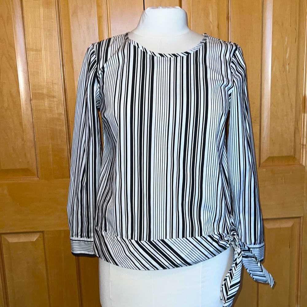 Talbots long sleeve B/W stripe top PL - Picture 1 of 7